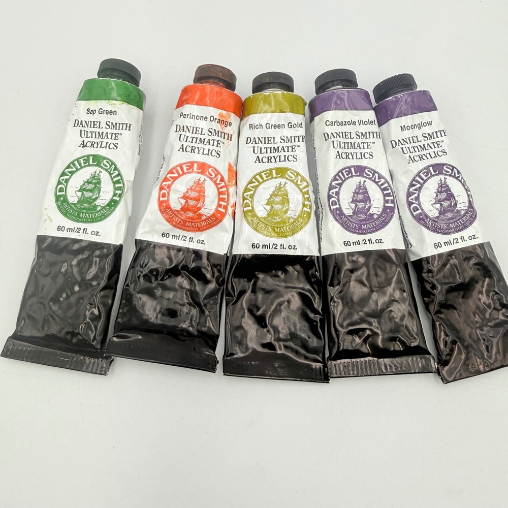 Daniel Smith Ultimate Acrylics Paint Set 5 Tubes 60ml Moonglow Sap Green Violet
